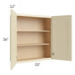 RTA Casselton Ivory 33" x 36" Wall Cabinet with 2 Decorative End Panels and Mullion Glass Door