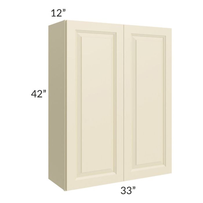 RTA Casselton Ivory 33" x 42" Wall Cabinet with 2 Decorative End Panels