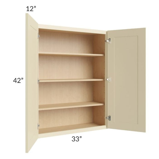 RTA Casselton Ivory 33" x 42" Wall Cabinet with 2 Decorative End Panels