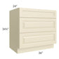 RTA Casselton Ivory 36" 3-Drawer Base Cabinet with 2 Decorative End Panels