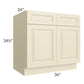 RTA Casselton Ivory 36" Base Cabinet with 2 Decorative End Panels and 1 Roll Out Tray