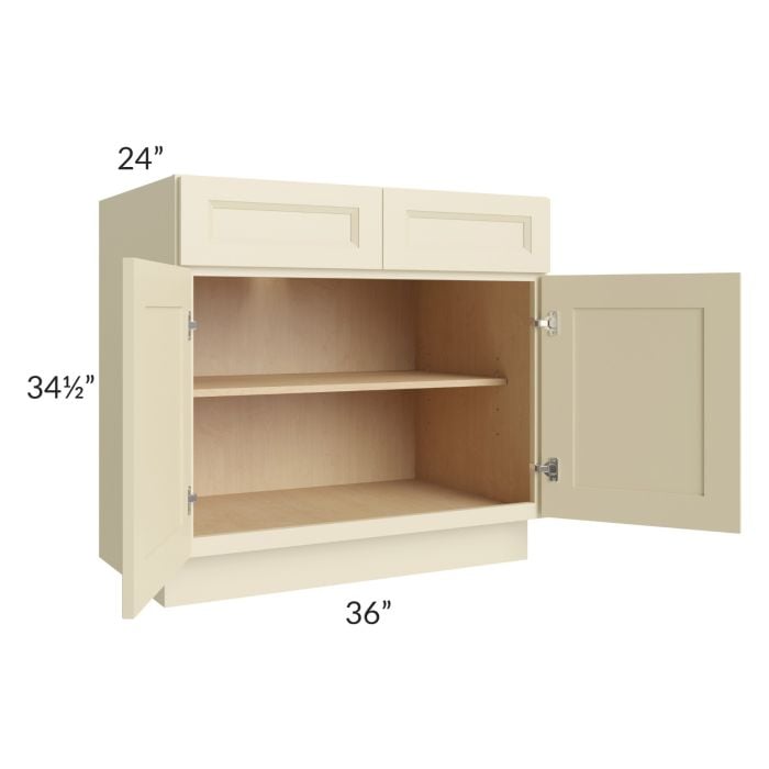 RTA Casselton Ivory 36" Base Cabinet with 2 Roll Out Trays