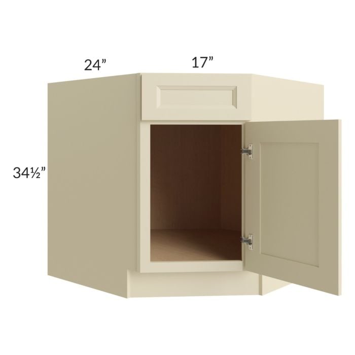 RTA Casselton Ivory 36" Diagonal Corner Sink Base Cabinet with 2 Decorative End Panels