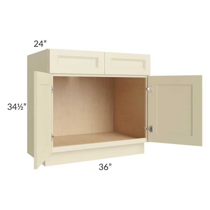RTA Casselton Ivory 36" Sink Base Cabinet with 2 Decorative End Panels