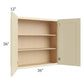 RTA Casselton Ivory 36" x 36" Wall Cabinet with 1 Decorative End Panel and Mullion Glass Door