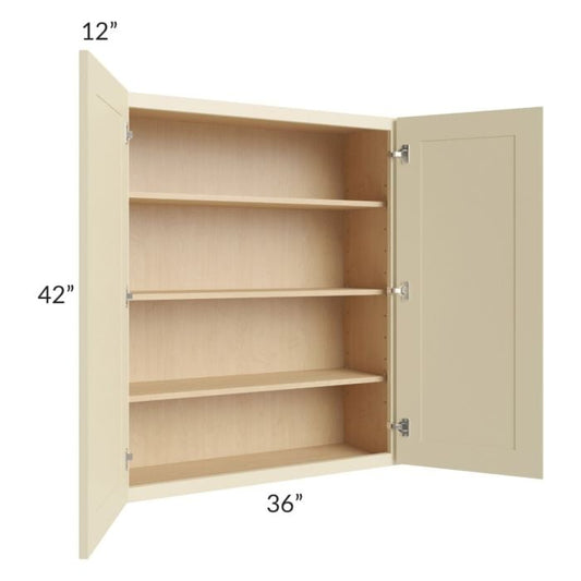 RTA Casselton Ivory 36" x 42" Wall Cabinet with 1 Decorative End Panel