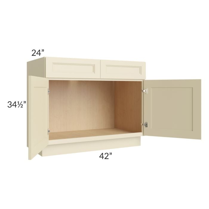 RTA Casselton Ivory 42" Sink Base Cabinet with 2 Decorative End Panels