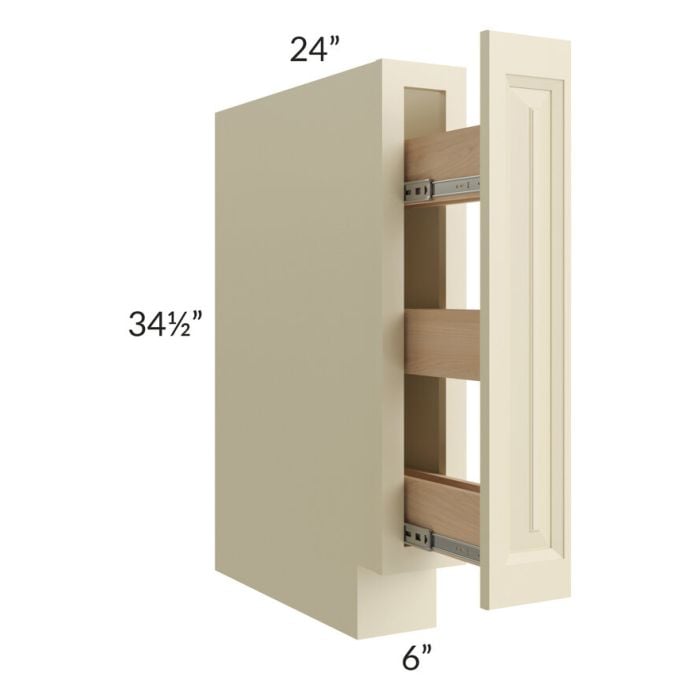 RTA Casselton Ivory 6" Spice Base Cabinet with 1 Decorative End Panel
