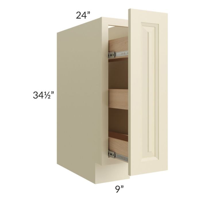 RTA Casselton Ivory 9" Spice Base Cabinet with 1 Decorative End Panel