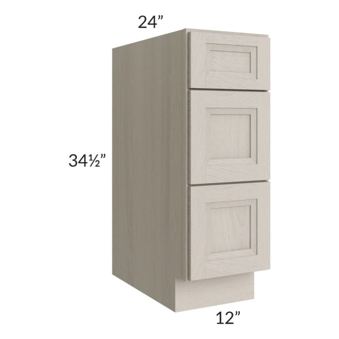 RTA Catalina Mist 12" 3-Drawer Base Cabinet with 1 Decorative End Panel