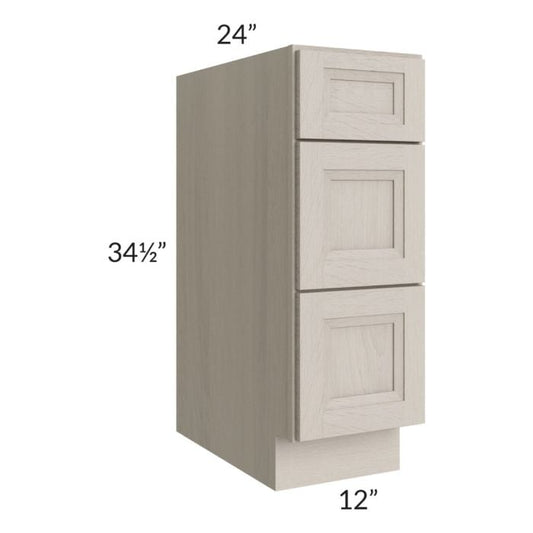RTA Catalina Mist 12" 3-Drawer Base Cabinet with 1 Decorative End Panel