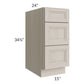 RTA Catalina Mist 15" 3-Drawer Base Cabinet with 1 Decorative End Panel