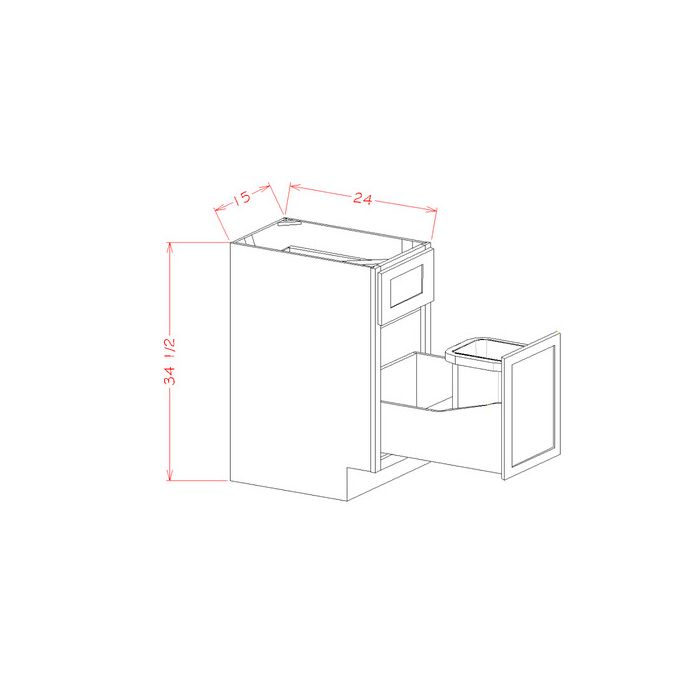 RTA Catalina Mist 15" Base Cabinet with Single Trashcan Pullout