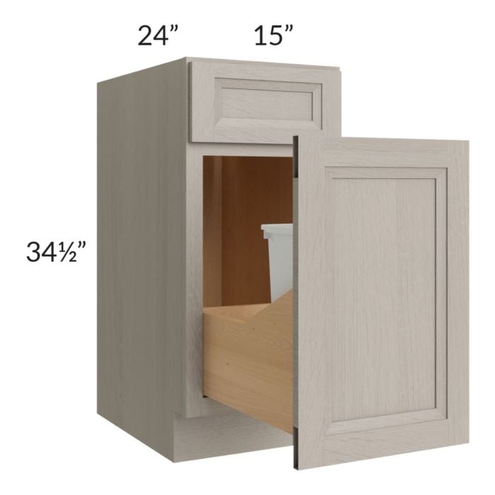 RTA Catalina Mist 15" Base Cabinet with Single Trashcan Pullout and 2 Decorative End Panels