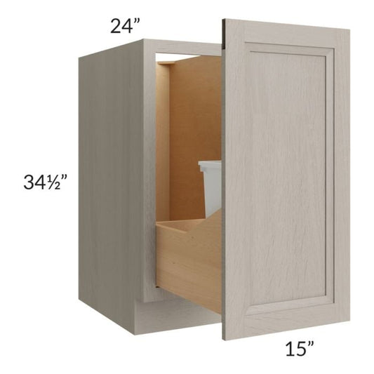 RTA Catalina Mist 15" Full Height Door Base Cabinet with Single Trashcan Pullout and 1 Decorative End Panel