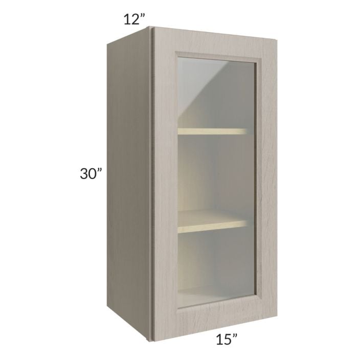 RTA Catalina Mist 15" x 30" Wall Glass Door Cabinet (Prepped for Glass Doors) with 1 Decorative End Panel