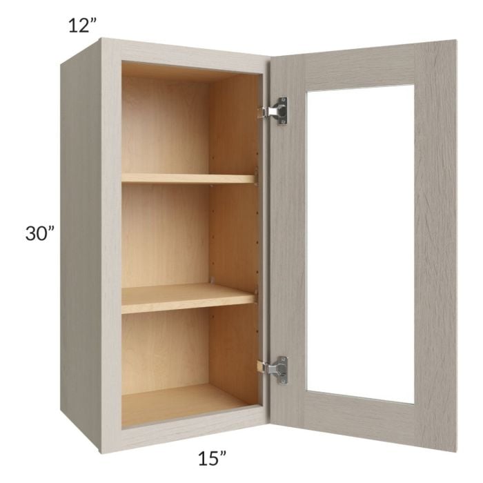 RTA Catalina Mist 15" x 30" Wall Glass Door Cabinet (Prepped for Glass Doors) with 1 Decorative End Panel