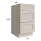 RTA Catalina Mist 18" 3-Drawer Base Cabinet with 2 Decorative End Panels