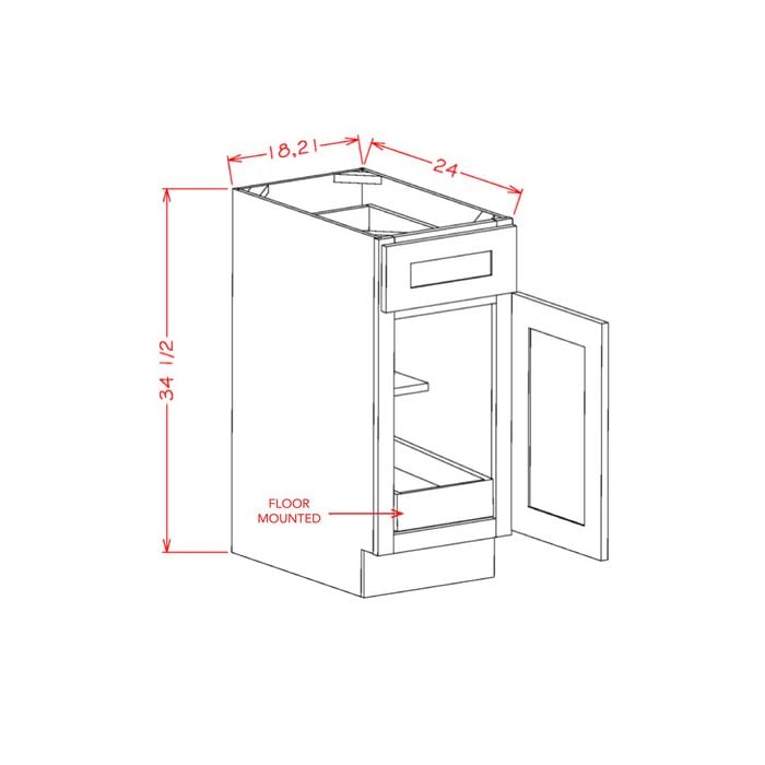 RTA Catalina Mist 18" Base Cabinet with 1 Rollout Tray