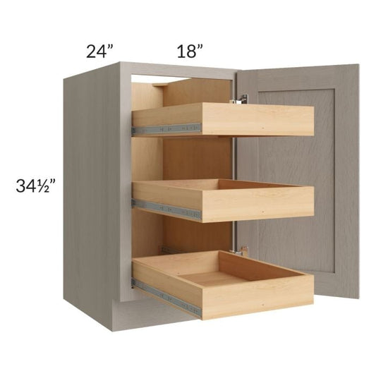 RTA Catalina Mist 18" Full Height Door Base Cabinet with 3 Rollout Trays and 1 Decorative End Panel