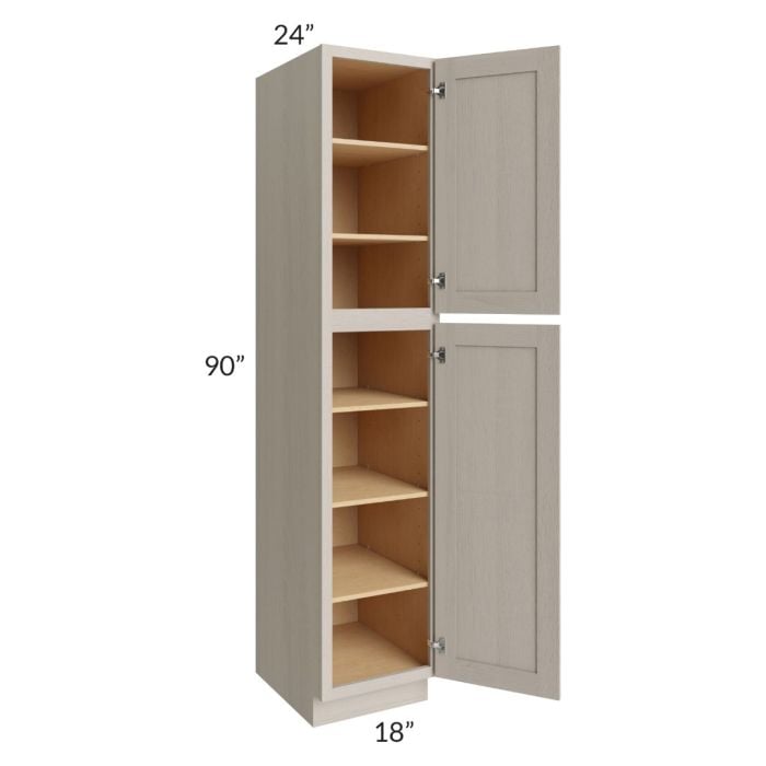 RTA Catalina Mist 18" x 90" x 24" Wall Pantry Cabinet with 2 Decorative End Panels and 2 Roll Out Trays