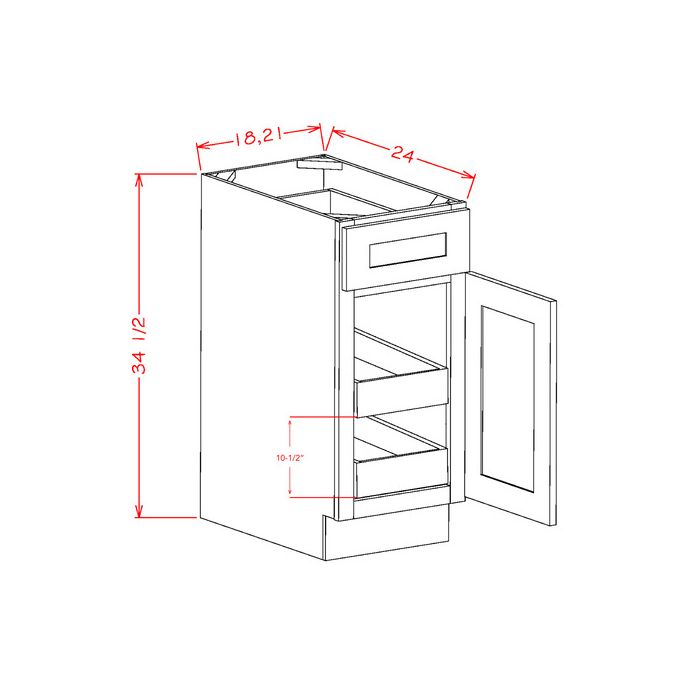 RTA Catalina Mist 21" Base Cabinet with 2 Rollout Trays