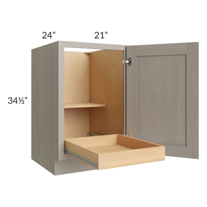 RTA Catalina Mist 21" Full Height Door Base Cabinet with 1 Rollout Tray with 1 Decorative End Panel