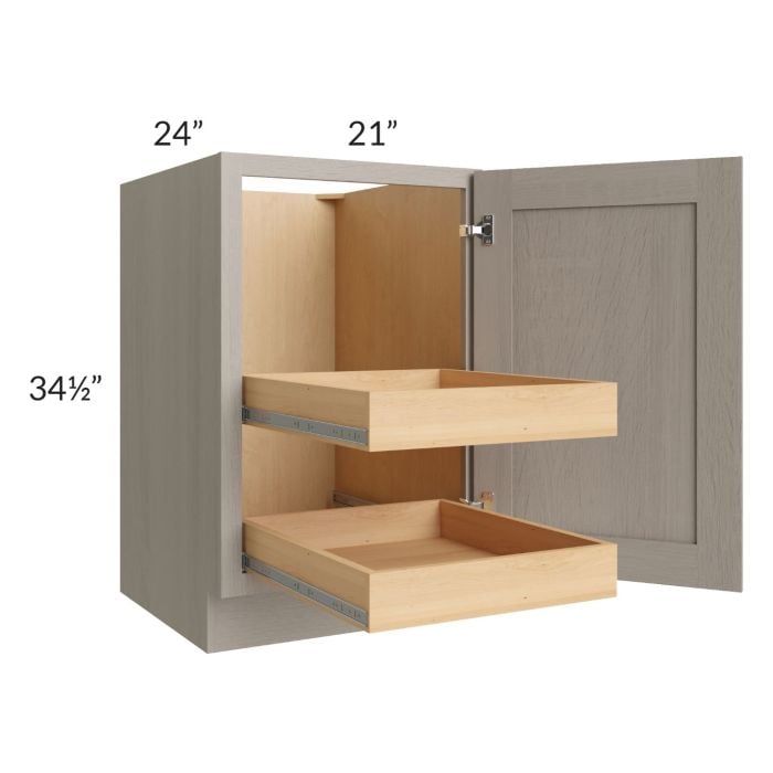 RTA Catalina Mist 21" Full Height Door Base Cabinet with 2 Rollout Trays and 1 Decorative End Panel