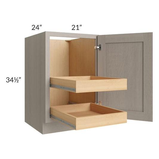 RTA Catalina Mist 21" Full Height Door Base Cabinet with 2 Rollout Trays and 2 Decorative End Panels