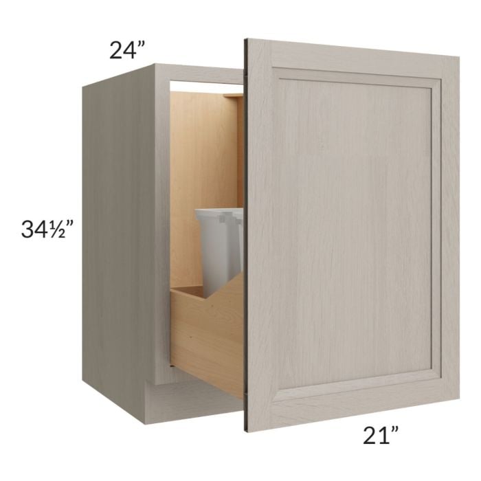 RTA Catalina Mist 21" Full Height Door Base Cabinet with Double Trashcan Pullout and 1 Decorative End Panel