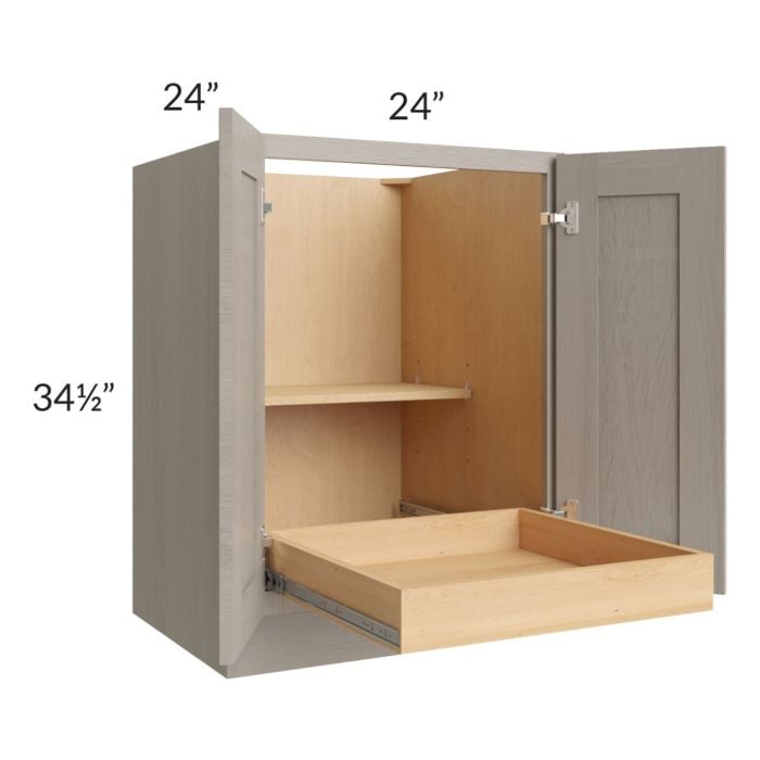 RTA Catalina Mist 24" Full Height Base Cabinet with 1 Rollout Tray and 2 Decorative End Panels
