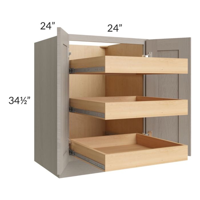 RTA Catalina Mist 24" Full Height Base Cabinet with 3 Rollout Trays