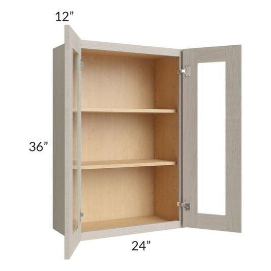 RTA Catalina Mist 24" x 36" Wall Glass Door Cabinet (Prepped for Glass Doors) with 2 Decorative End Panels
