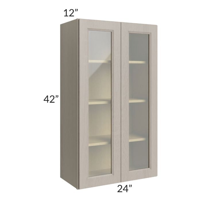 RTA Catalina Mist 24" x 42" Wall Glass Door Cabinet (Prepped for Glass Doors) with 2 Decorative End Panels