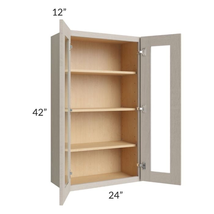 RTA Catalina Mist 24" x 42" Wall Glass Door Cabinet (Prepped for Glass Doors) with 2 Decorative End Panels