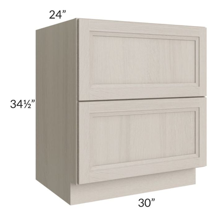 RTA Catalina Mist 30" 2-Drawer Base Cabinet with 1 Decorative End Panel