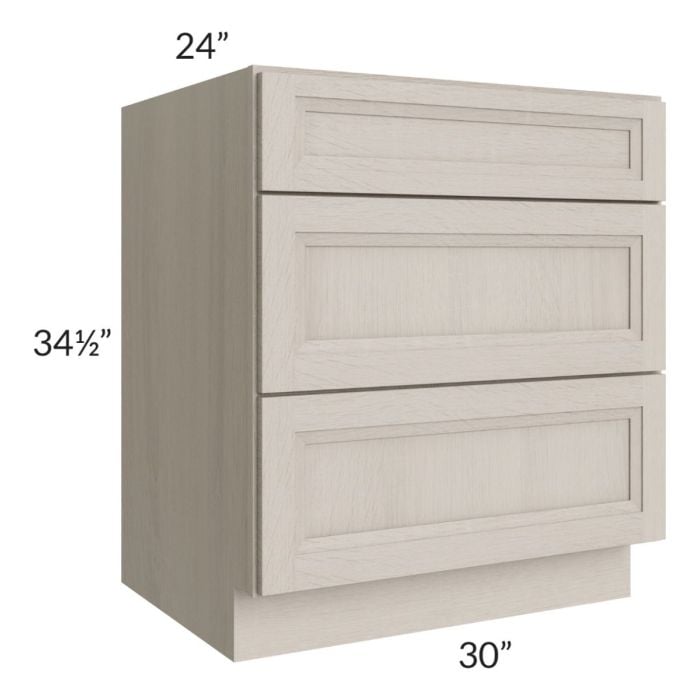 RTA Catalina Mist 30" 3-Drawer Base Cabinet with 2 Decorative End Panels