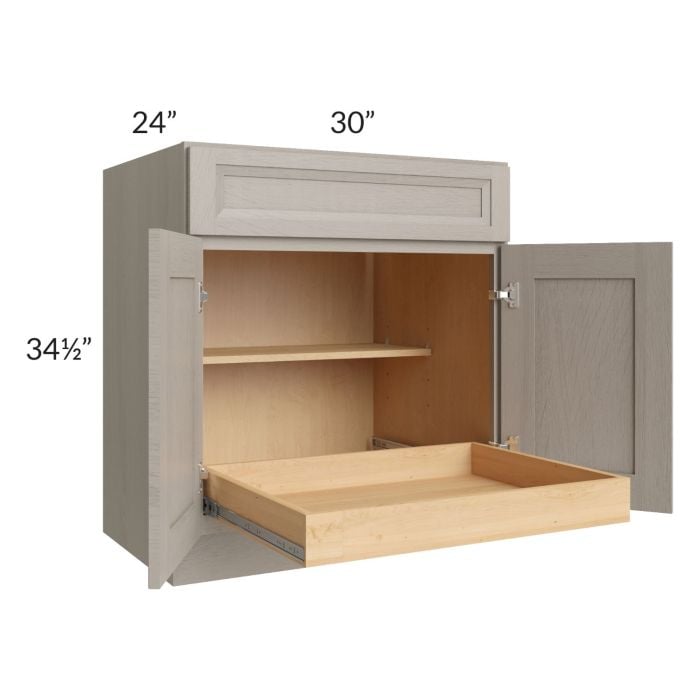 RTA Catalina Mist 30" Base Cabinet with 1 Rollout Tray and 1 Decorative End Panel
