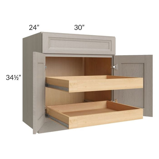RTA Catalina Mist 30" Base Cabinet with 2 Rollout Trays and 2 Decorative End Panels
