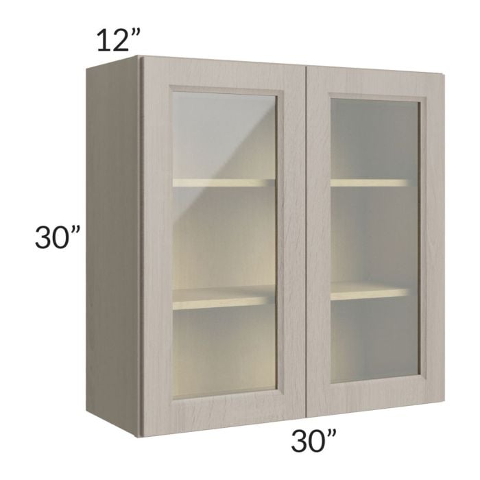 RTA Catalina Mist 30" x 30" Wall Glass Door Cabinet (Prepped for Glass Doors) with 1 Decorative End Panel