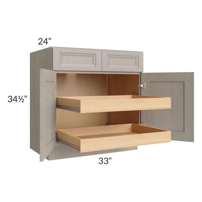 RTA Catalina Mist 33" Base Cabinet with 2 Rollout Trays