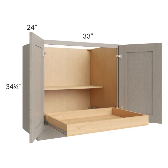 RTA Catalina Mist 33" Full Height Base Cabinet with 1 Rollout Tray and 2 Decorative End Panels