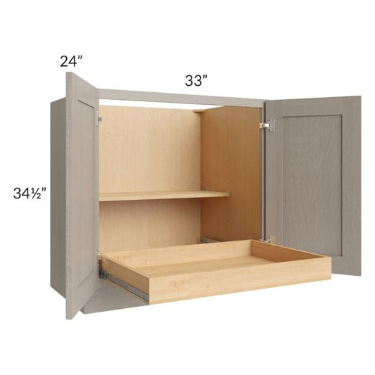 RTA Catalina Mist 33" Full Height Base Cabinet with 1 Rollout Tray and 2 Decorative End Panels
