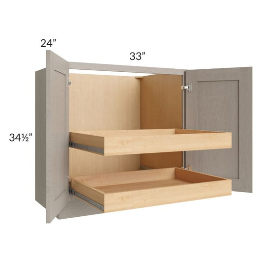 RTA Catalina Mist 33" Full Height Base Cabinet with 2 Rollout Trays