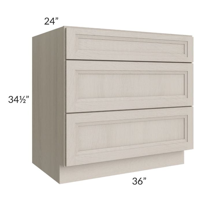 RTA Catalina Mist 36" 3-Drawer Base Cabinet with 1 Decorative End Panel