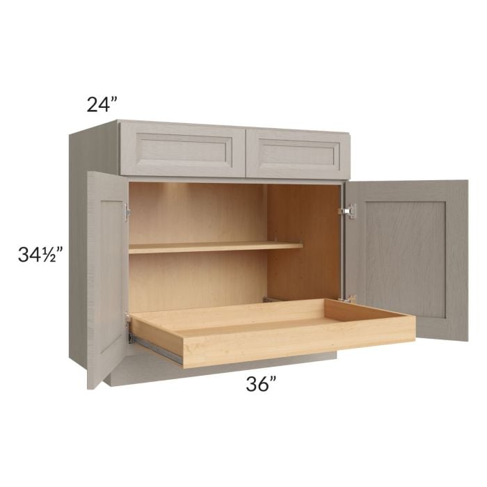 RTA Catalina Mist 36" Base Cabinet with 1 Rollout Tray and 1 Decorative End Panel