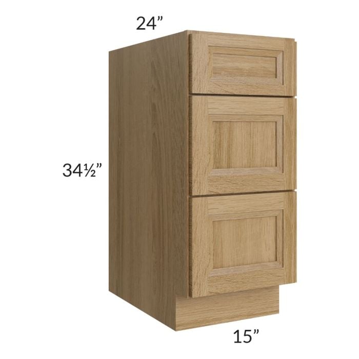 RTA Catalina Toffee 15" 3-Drawer Base Cabinet