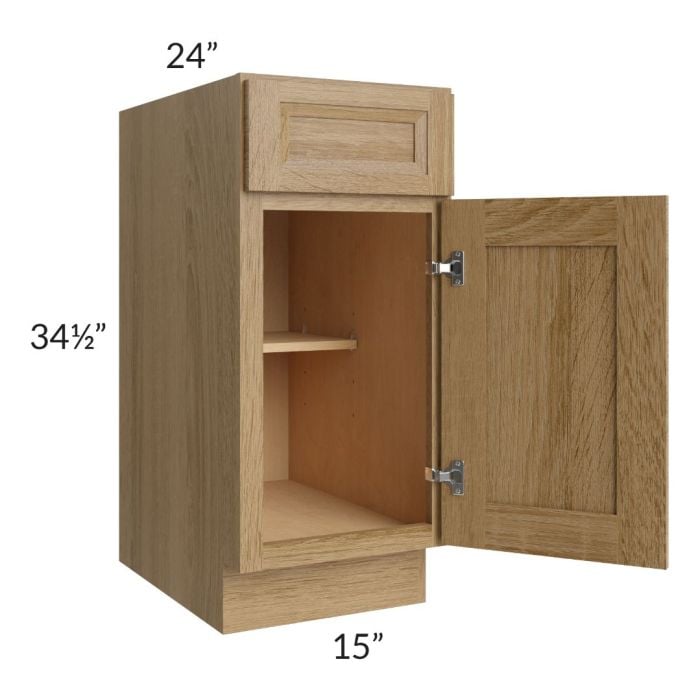 RTA Catalina Toffee 15" Base Cabinet with 1 Decorative End Panel