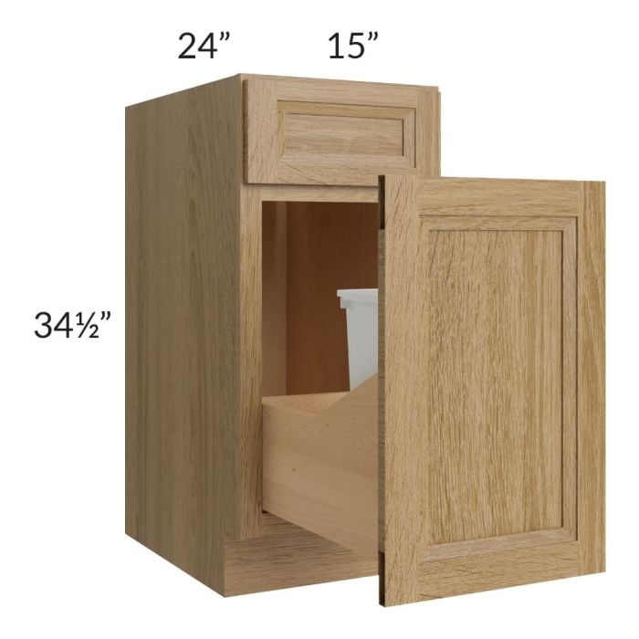 RTA Catalina Toffee 15" Base Cabinet with Single Trashcan Pullout
