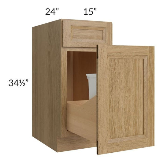 RTA Catalina Toffee 15" Base Cabinet with Single Trashcan Pullout